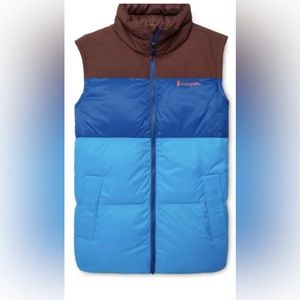 Cotopaxi Men's Solazo Down Vest  Chestnut/Saltwater Small S MSRP $275 Brown/Blue